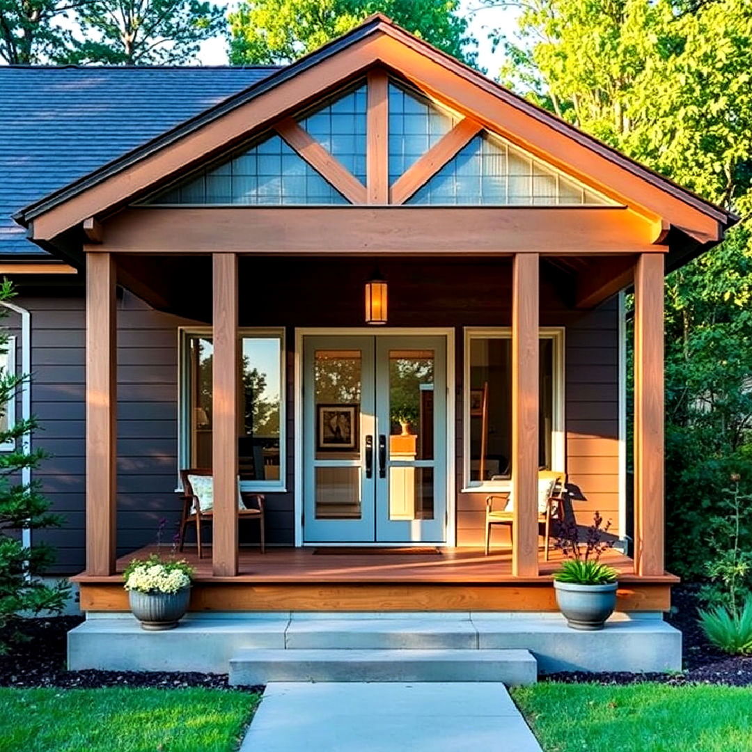 iconic mid century modern open gable porch