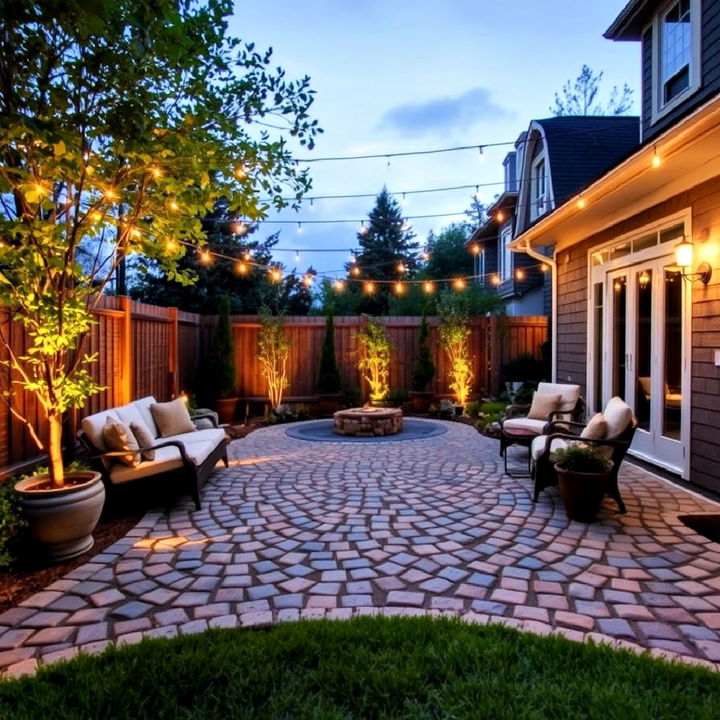 illuminate your cobblestone patio for evening ambiance