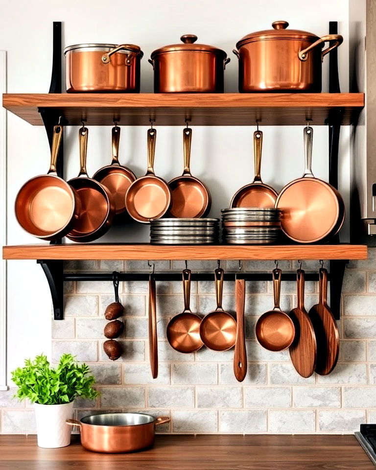 incorporate a rustic vibe with copper cookware