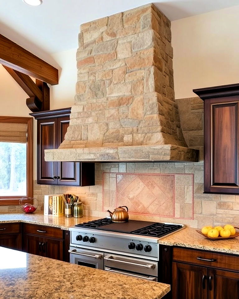 incorporating a stone chimney range hood