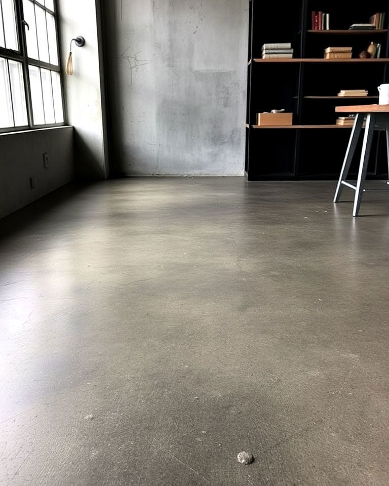 industrial style stained concrete interior floor