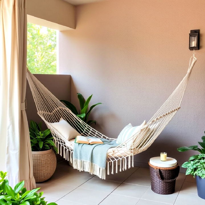 install a hammock in the corner of patio