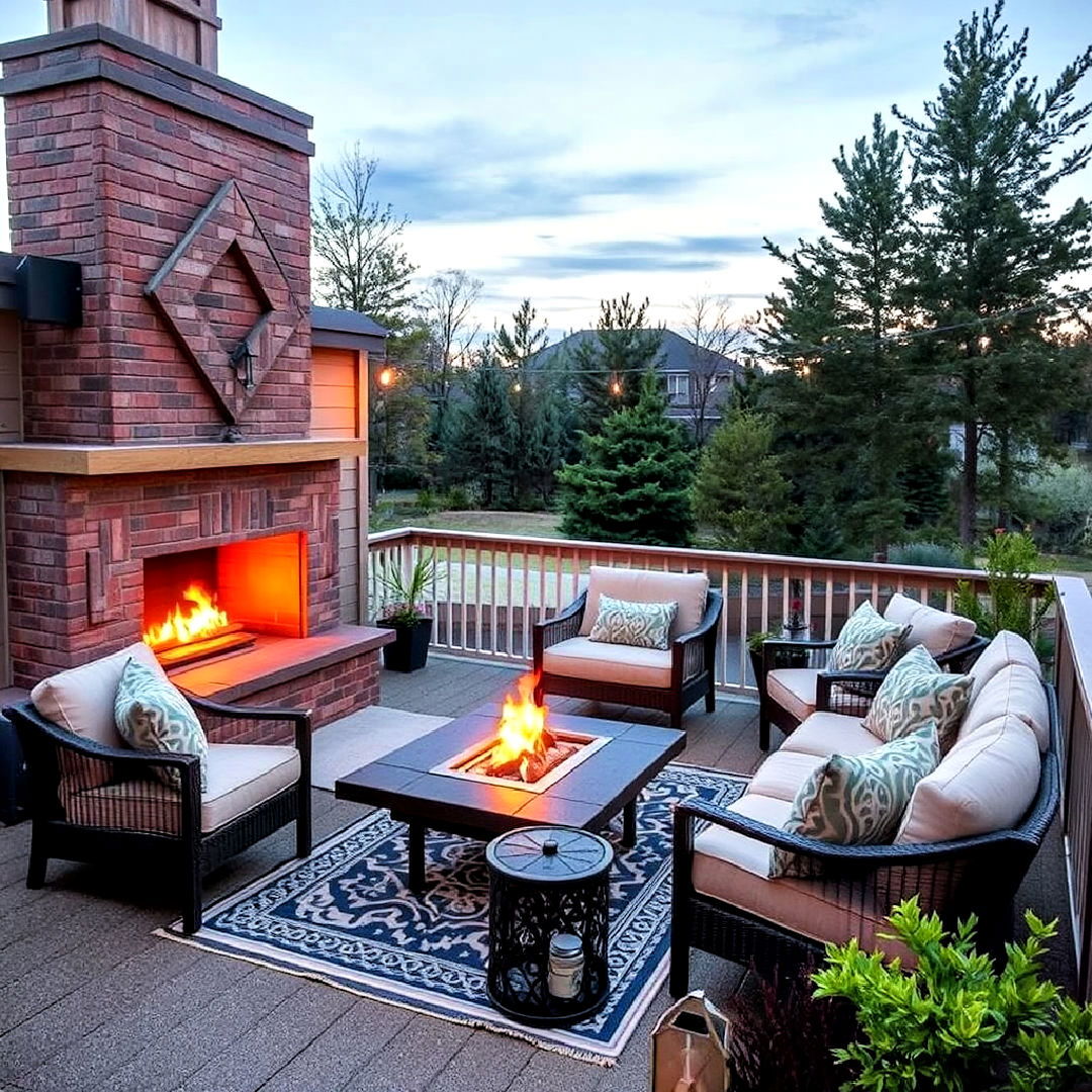 install an outdoor fireplace on your second floor deck