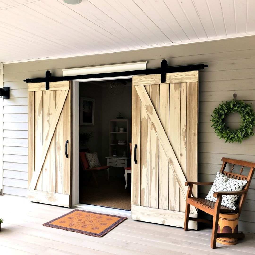 install weathered barn doors on your porch