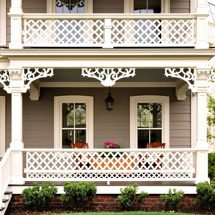 intricate latticework accents victorian porch