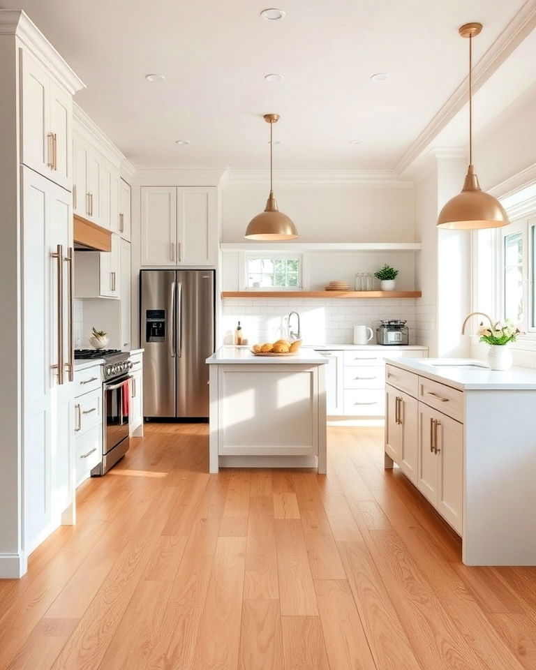 inviting light red oak kitchen flooring