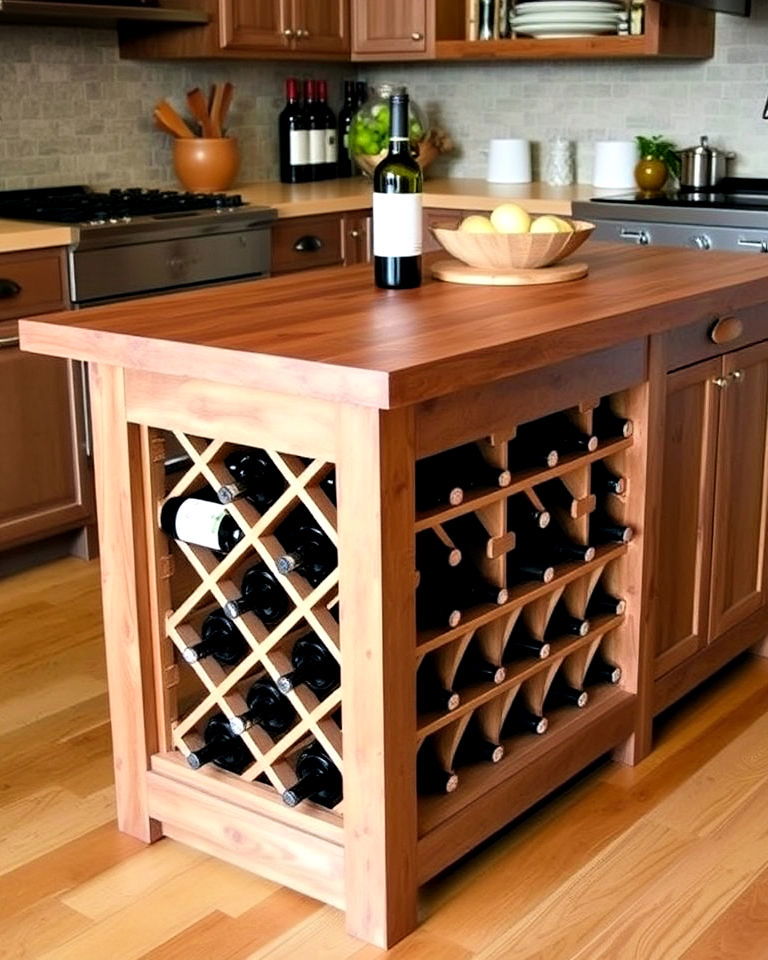 island with built in wine rack