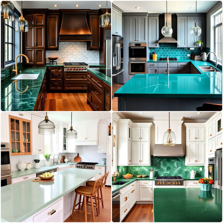 kitchen with green countertops ideas