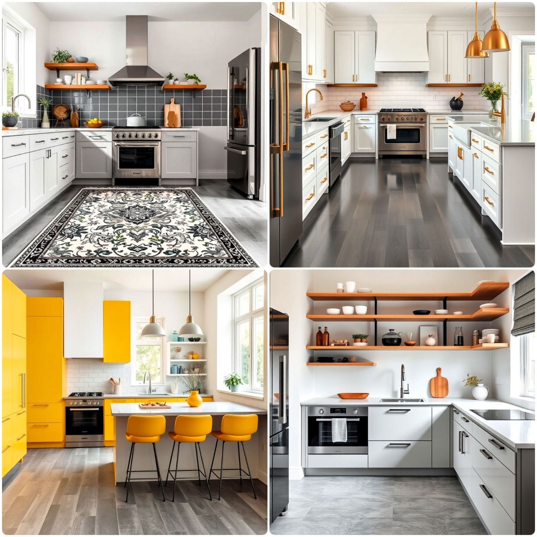 kitchens with grey floors