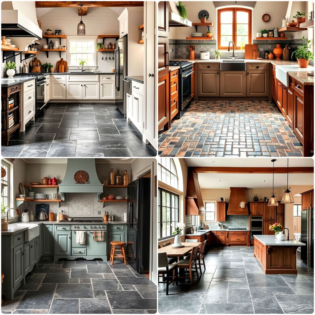 kitchens with slate floors