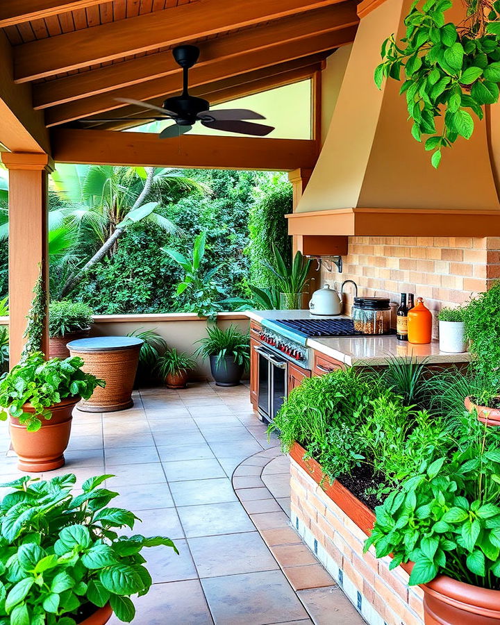 lanai kitchen herb garden for fresh ingredients