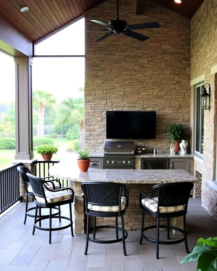 lanai porch with kitchen and grill area