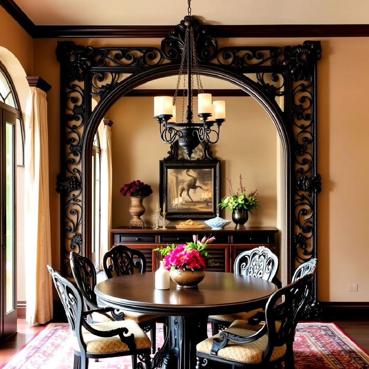 large spanish style dining room mirror decor