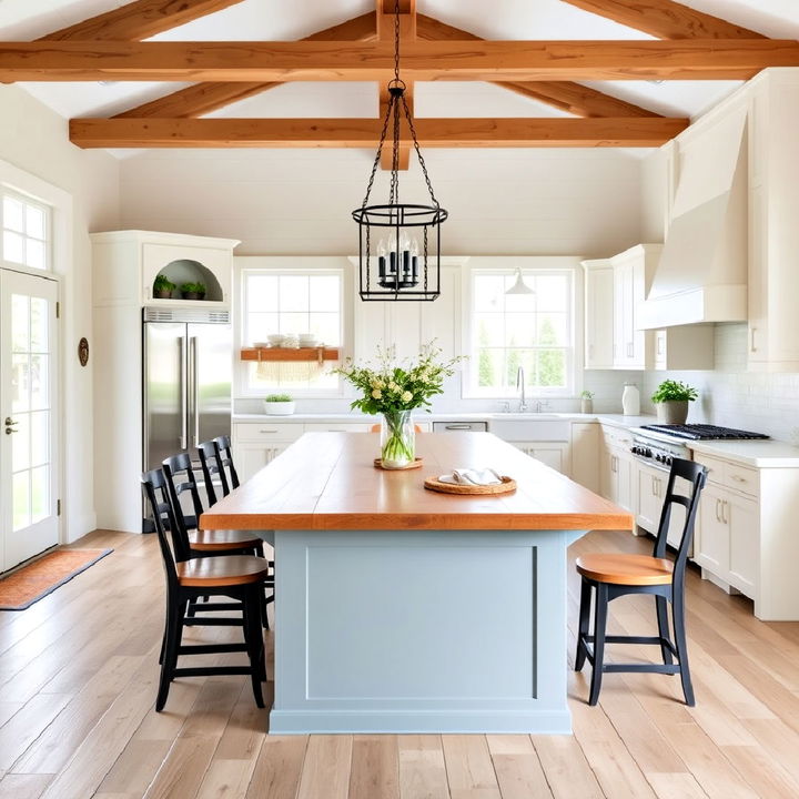 large statement island in a white kitchen