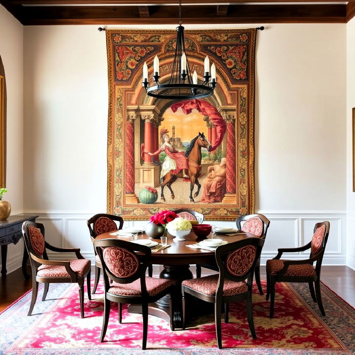 large vibrant tapestry for your dining room wall decor