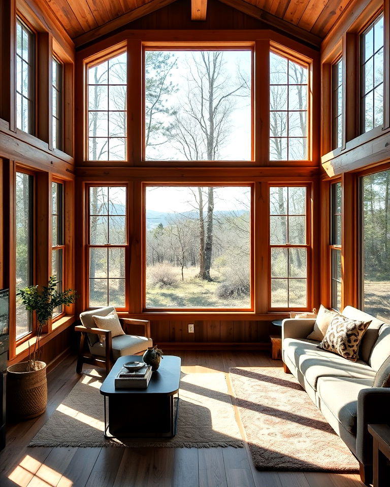 large wooden frames windows for natural light