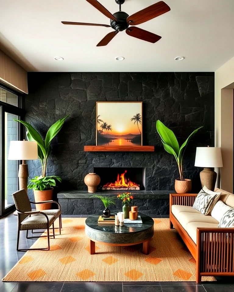 lava stone accents for hawaiian interior