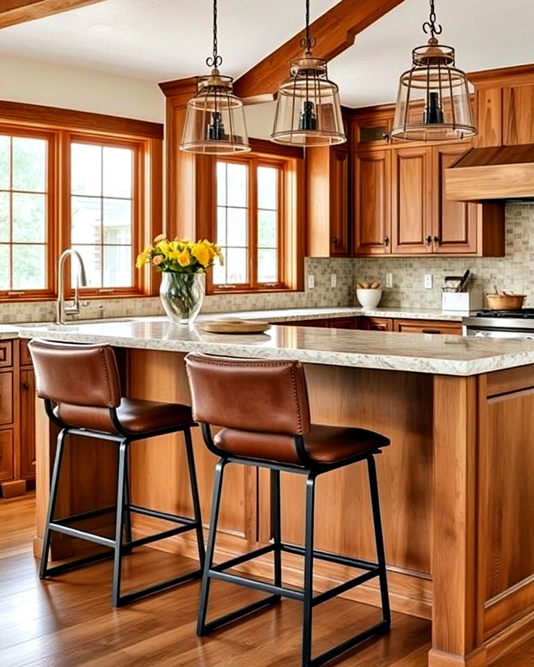 leather barstools for a kitchen island