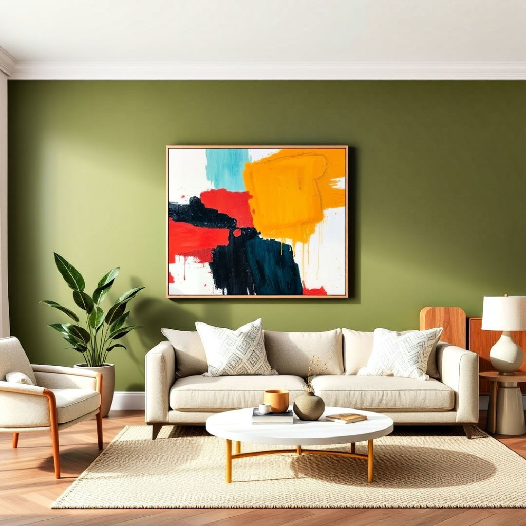 let your art shine against an olive green background