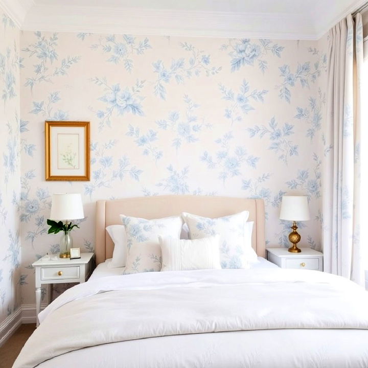 light blue and white floral wallpaper