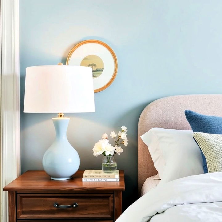 light blue bedside lamps for a soft glow