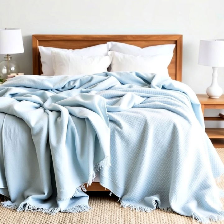 light blue throw blankets for layered comfort