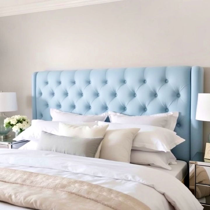 light blue tufted headboard for glamour