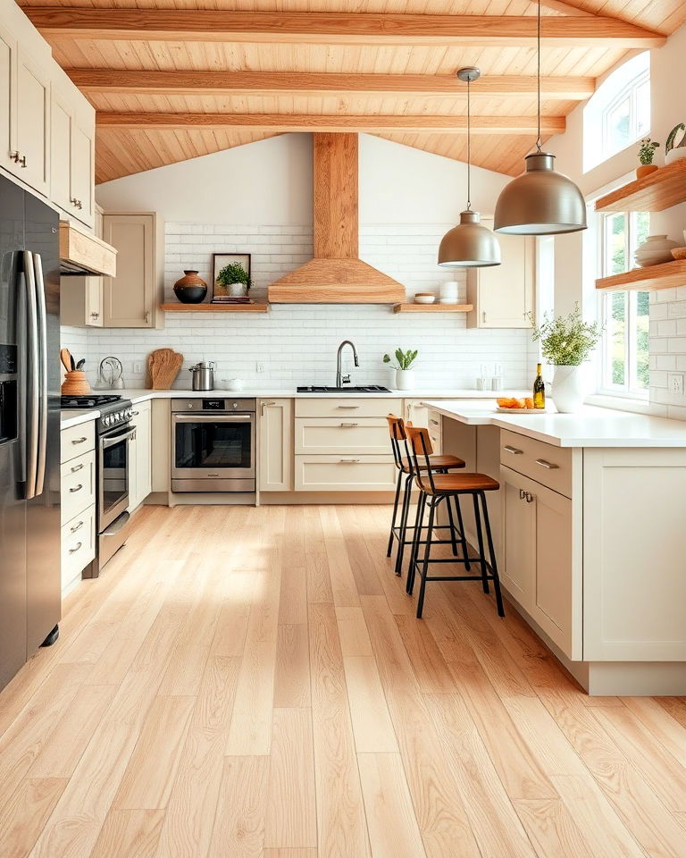 light hickory flooring for rustic look