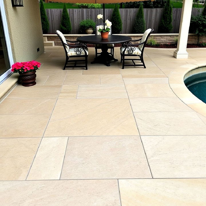 limestone textured elegant stamped concrete patio