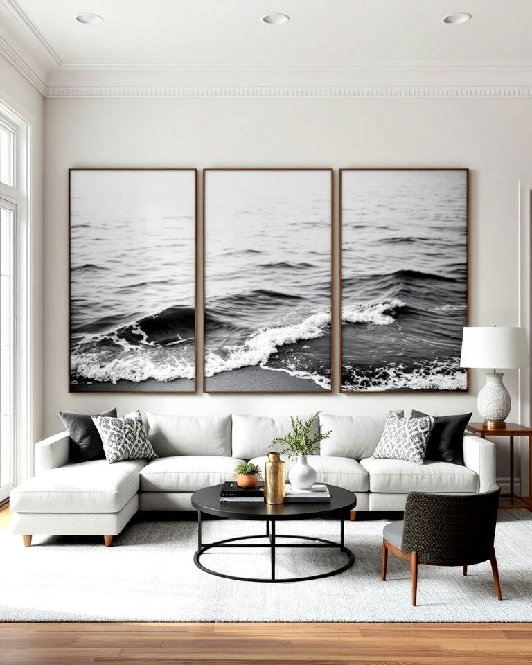 living room coastal themed artwork