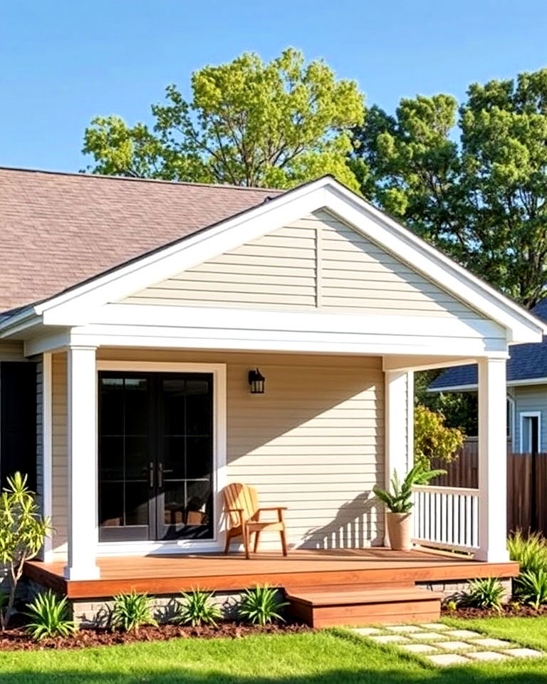 low slope and minimalist shed roof porch