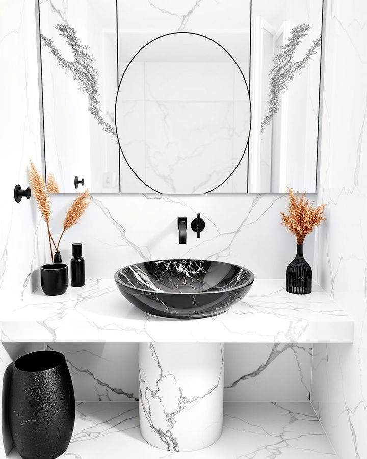 luxurious black marble sink basin