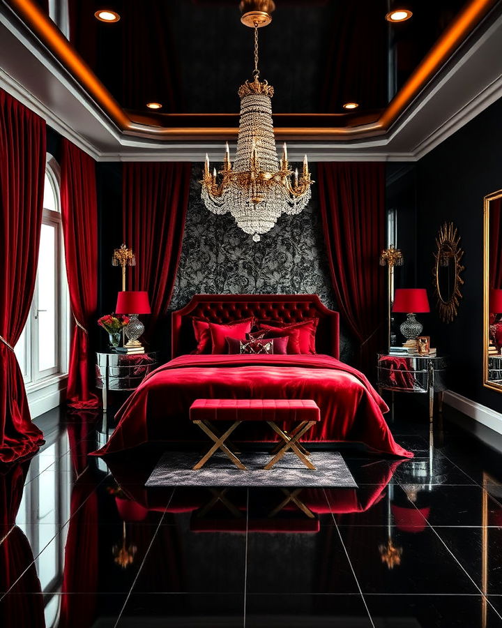 luxurious glam with velvet accents for bedroom