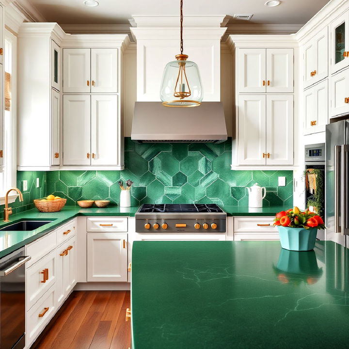 luxurious jade green countertop for an exotic kitchen