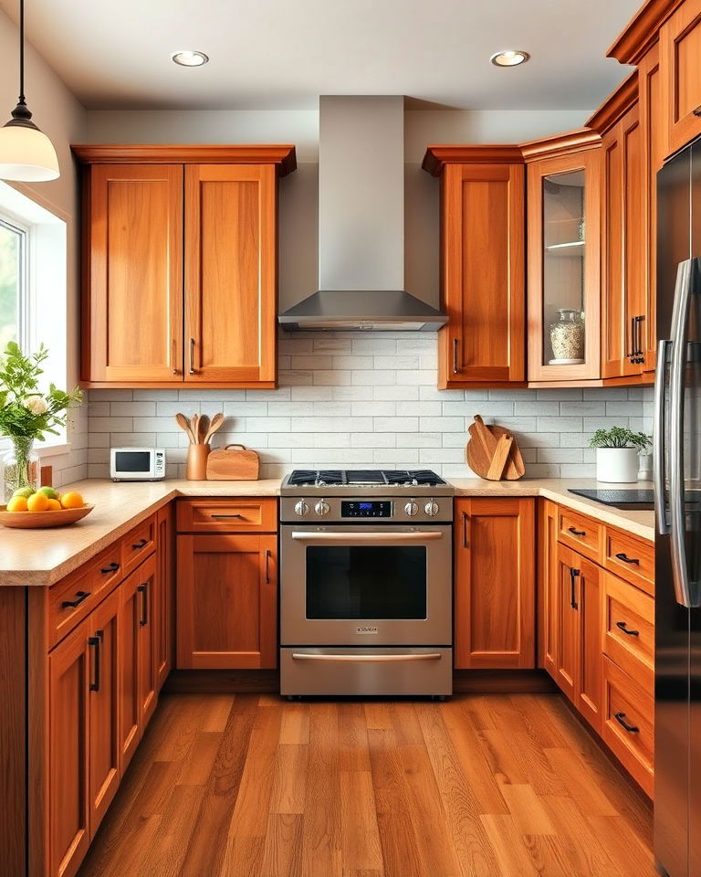 maintaining natural cherry kitchen cabinets