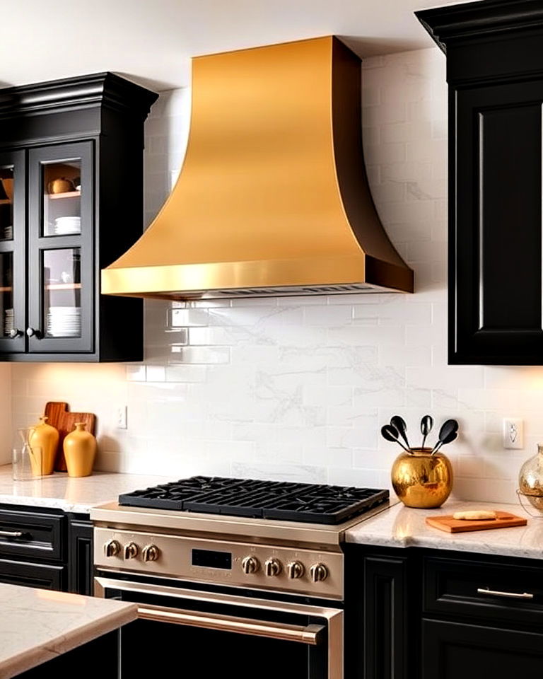 make a statement with a gold range hood