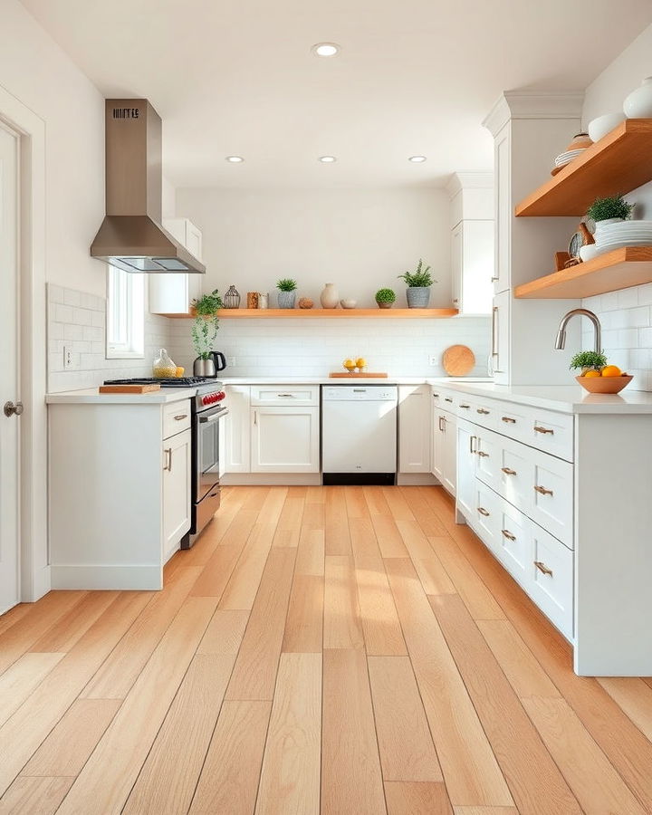 maple kitchen floor for a clean natural look