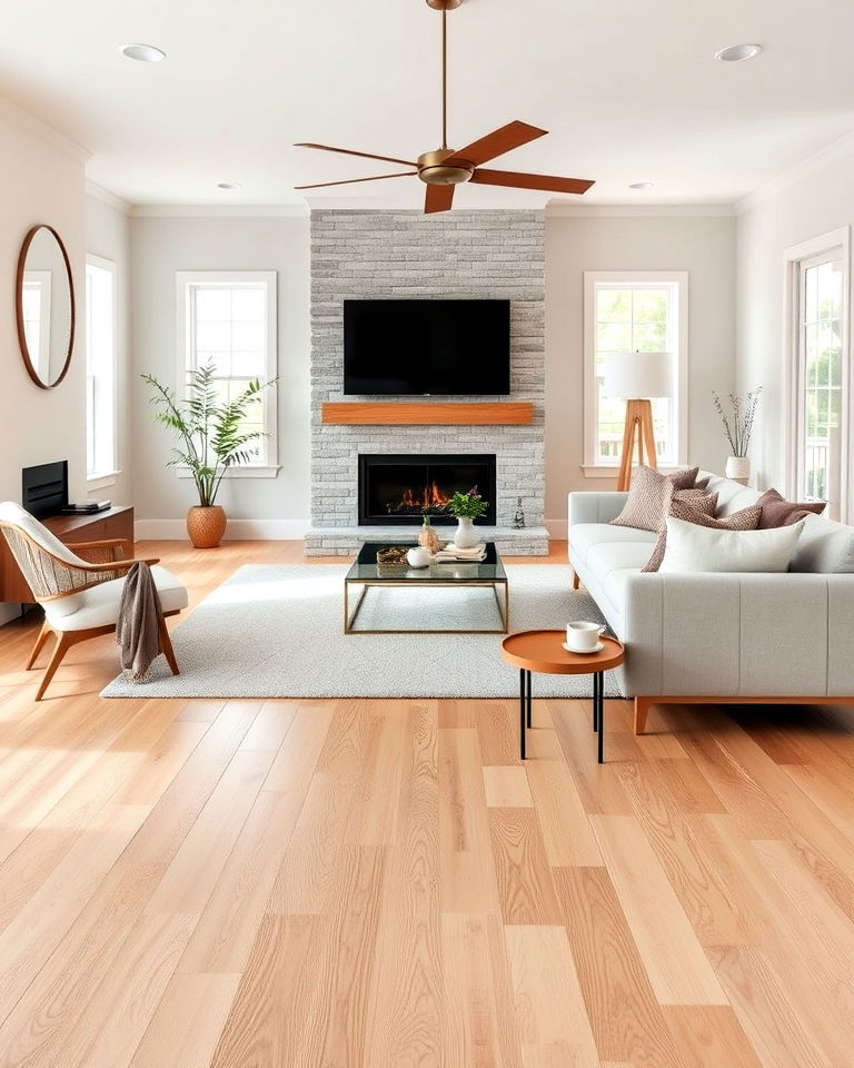 maple wood flooring for minimalist living room