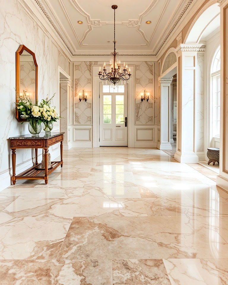 marble look luxurious stained concrete hallway floor