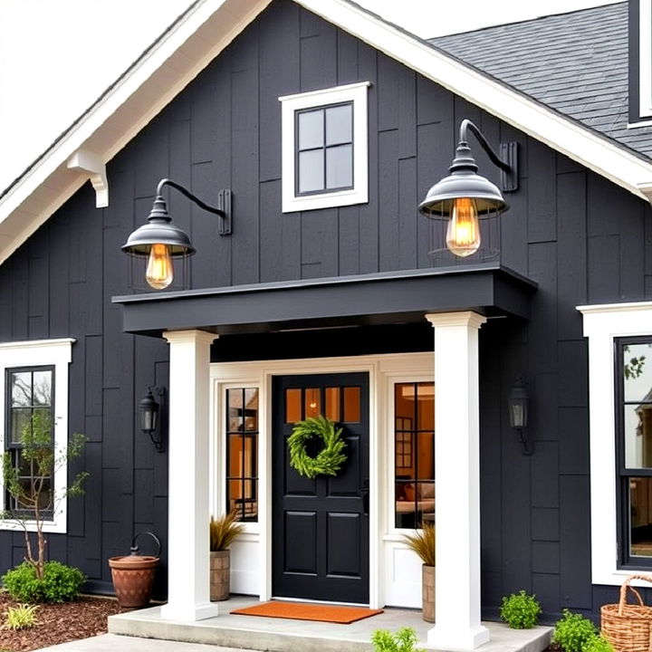 matte black barn style lighting for farmhouse charm