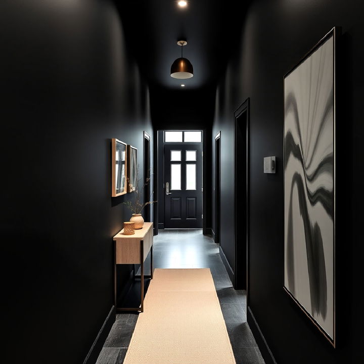 matte black hallway walls for a modern look