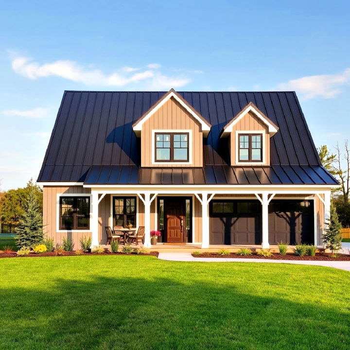 matte black metal roofing for a modern edge house