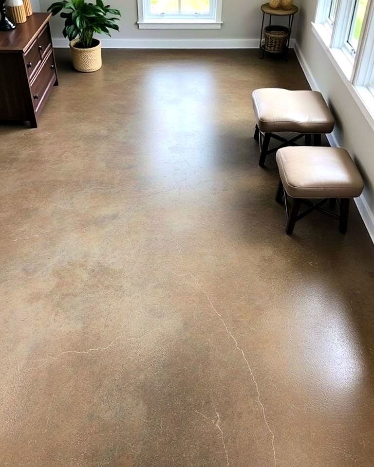 matte finish stained concrete home office floor