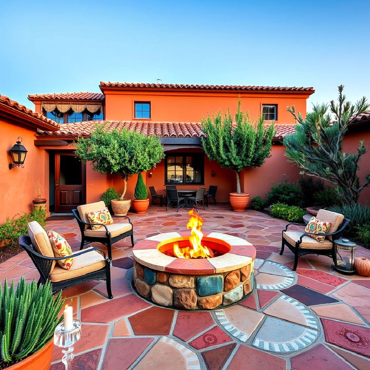 mediterranean style stone patio