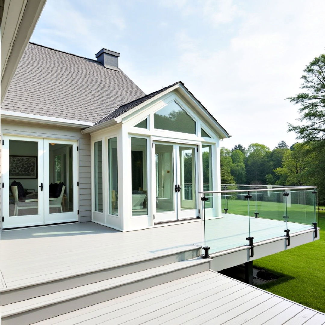 minimalist deck with glass railing