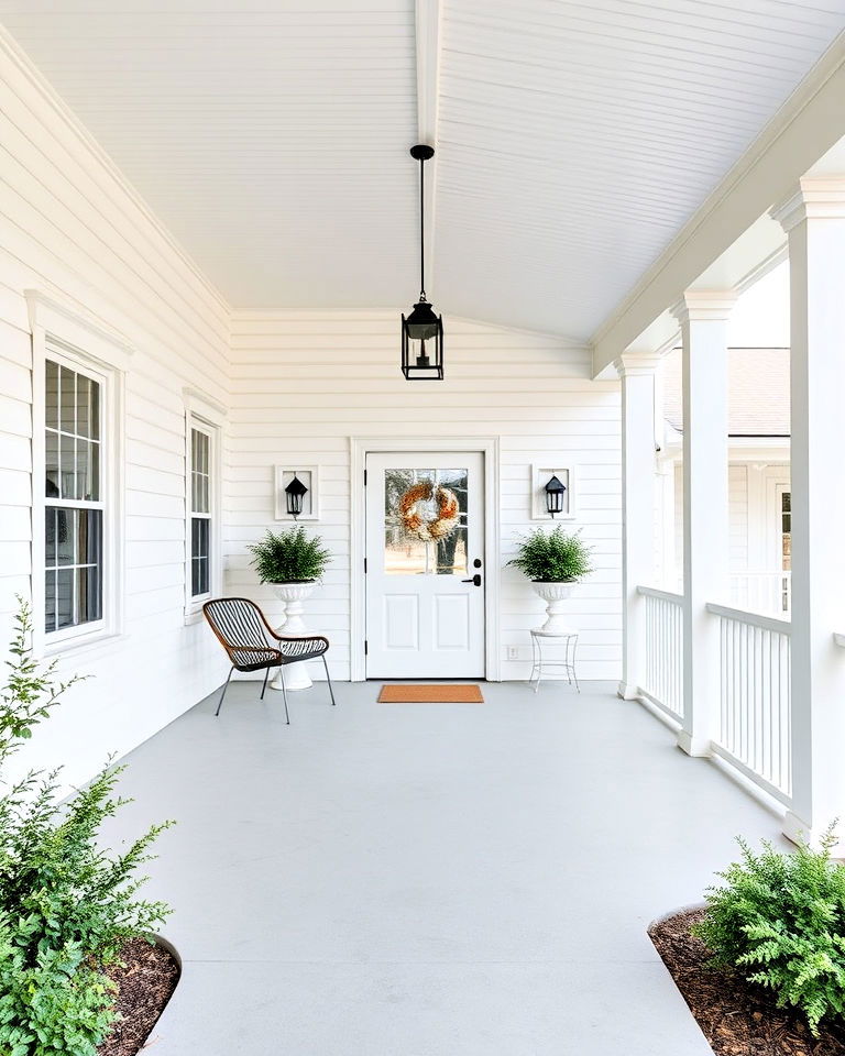 minimalist farmhouse with simple porch railing