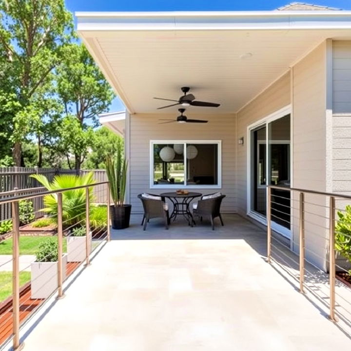 minimalist patio metal rail system