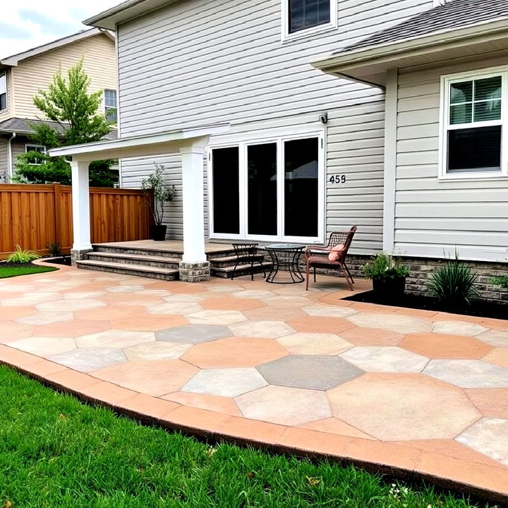 modern and eye catching geometric stamped concrete patio