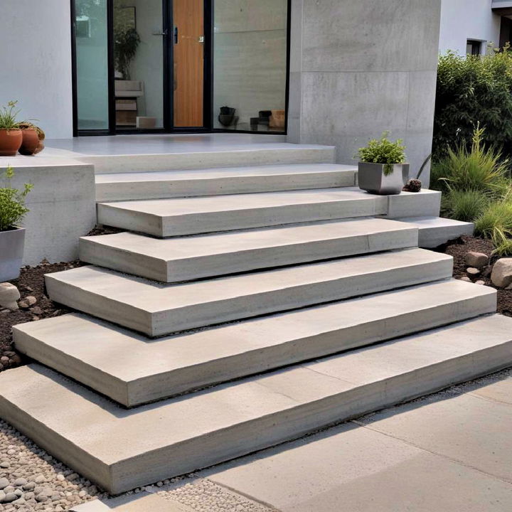 modern and sleek floating concrete steps for your patio