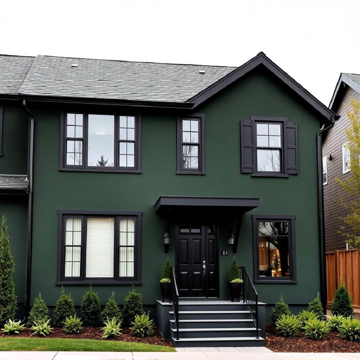 modern dark green with black trim